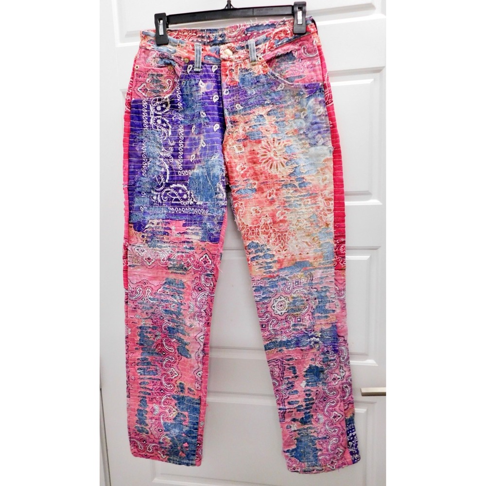 Sober Files Boro Bandana Vintage Rework Custom Repurposed Jeans‎ sz 28 x 30
